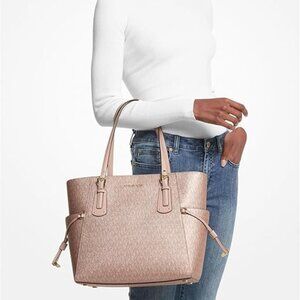 Michael Kors NWT Voyager East West Logo ballet pink metallic $298 large tote